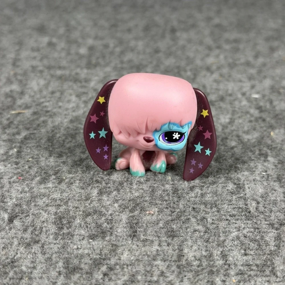 Hasbro Littlest Pet Shop Pink SheepDog Figure 2007 Stars Ears LPS Extreme Pet